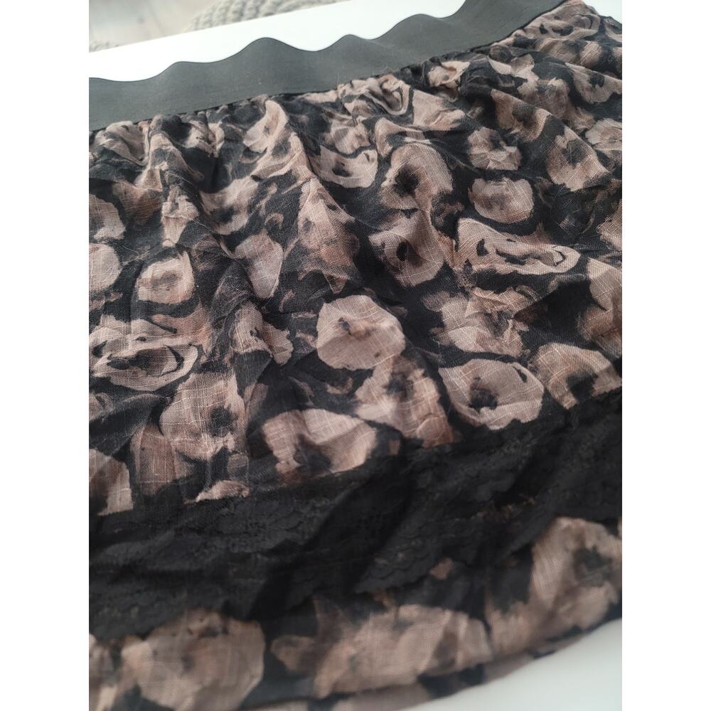 Stooshy Mini Skirt Brown Black Floral Womens Size Large - Picture 3 of 4